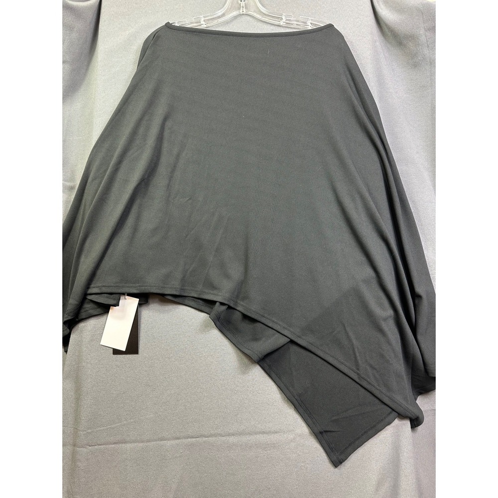 UOOZEE Women's Black Boat Neck Asymmetrical Hem Long Sleeve Relaxed Fit Top NWT